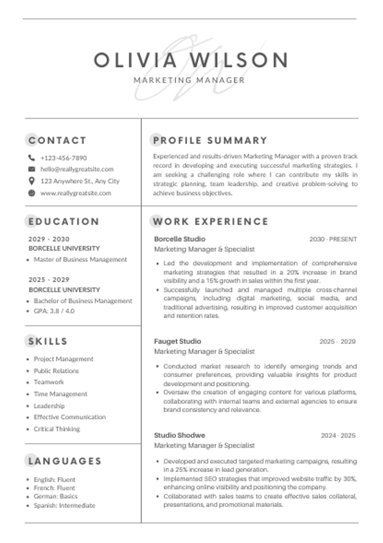 CV Template 1